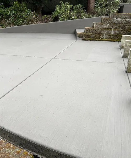 Broom Finish Steps ,retaining Wall And Patio, Integral Concrete Color in Mercer Island 